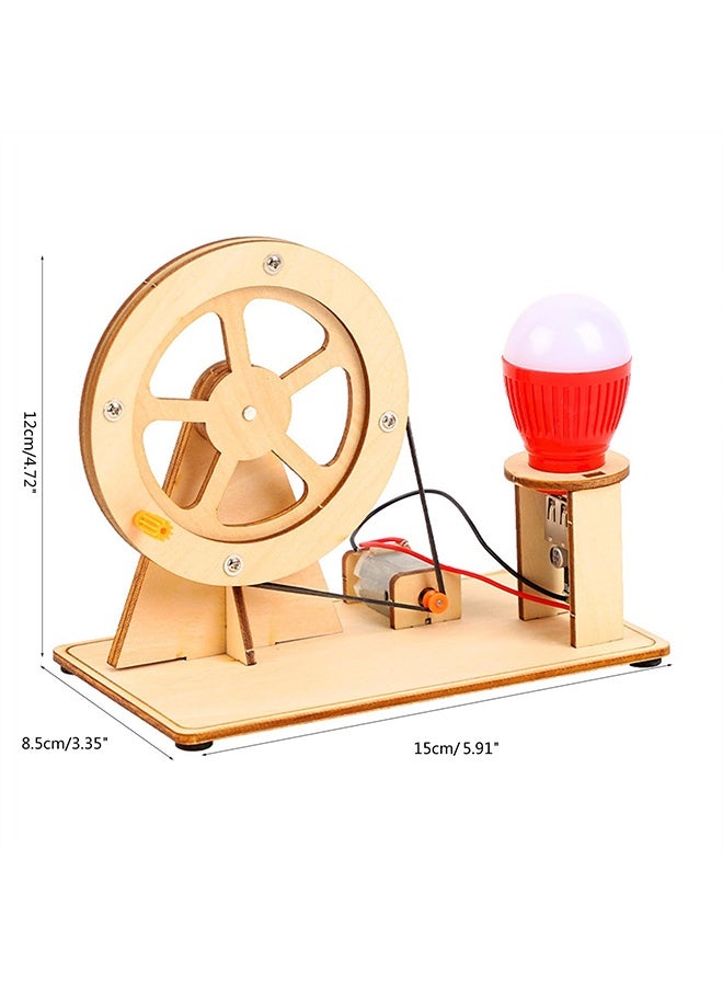 BEBLOSSOM Wooden hand cranked generator – science kit manual generator toy, physics experiment puzzle light bulb for kids, educational science experiments for children age 6-14 - Image 3